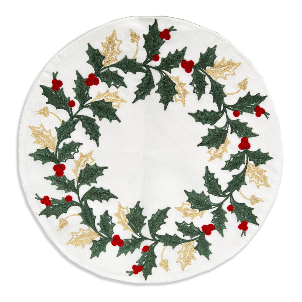 Holiday Embroidered Placemats - Set Of 4