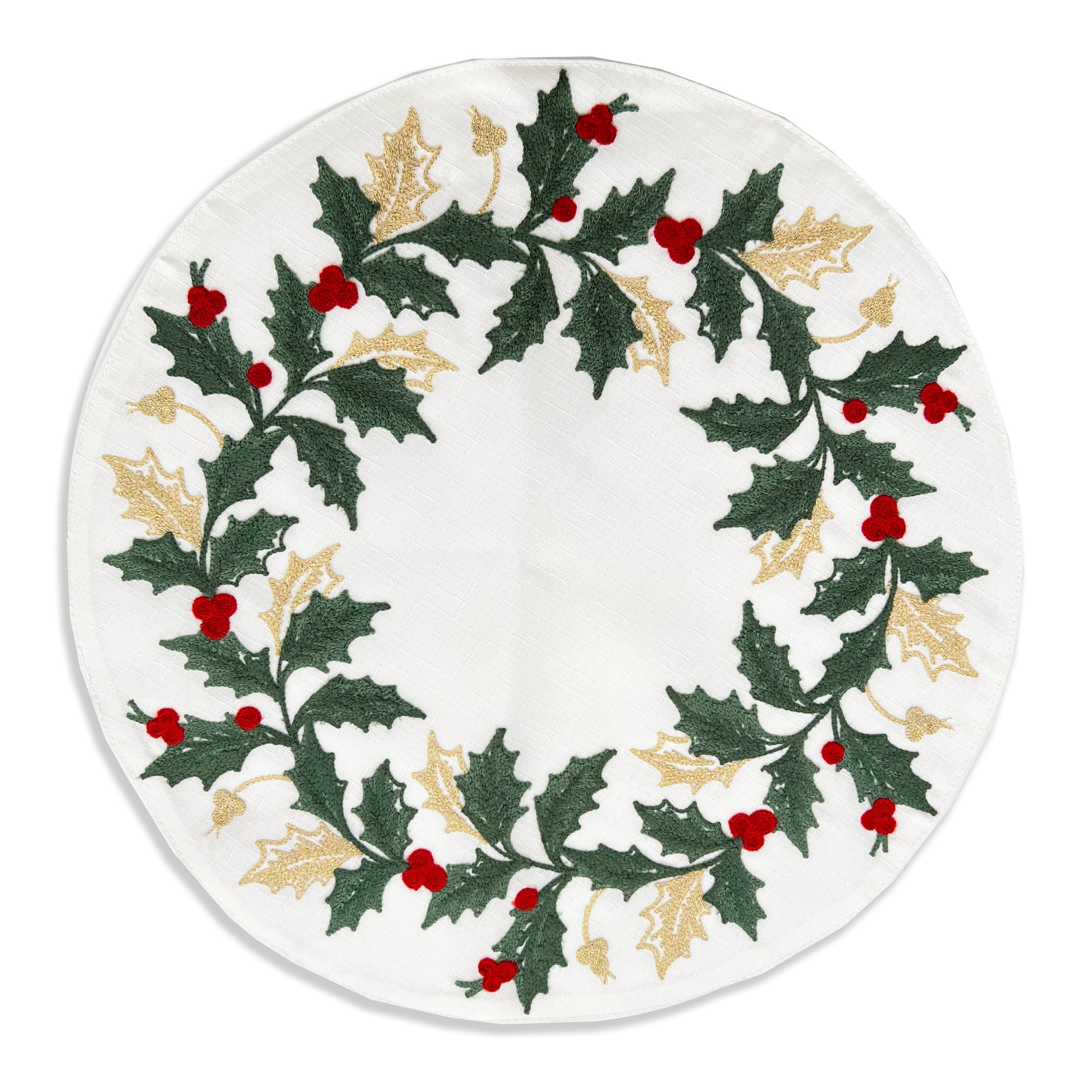 Holiday Embroidered Placemats - Set Of 4