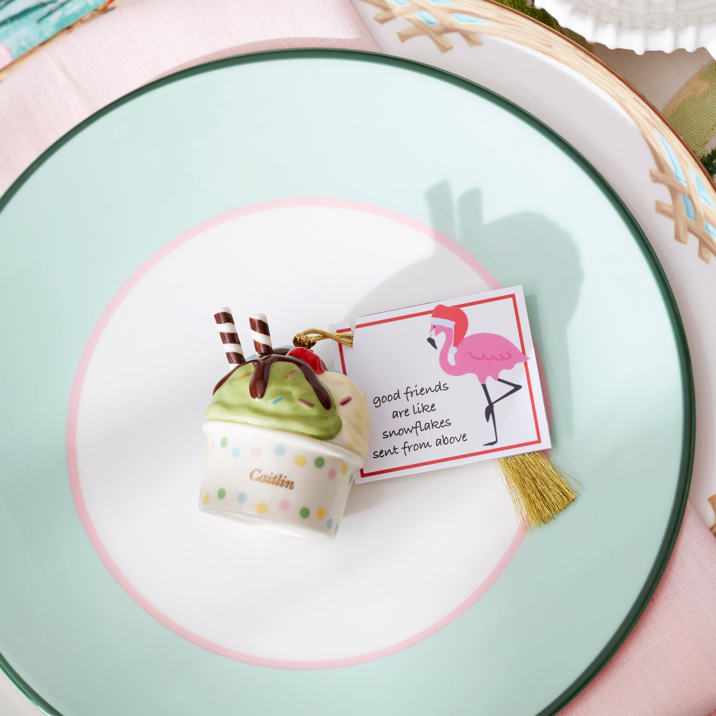 Personalized Ice Cream 2-Piece Ornament Set