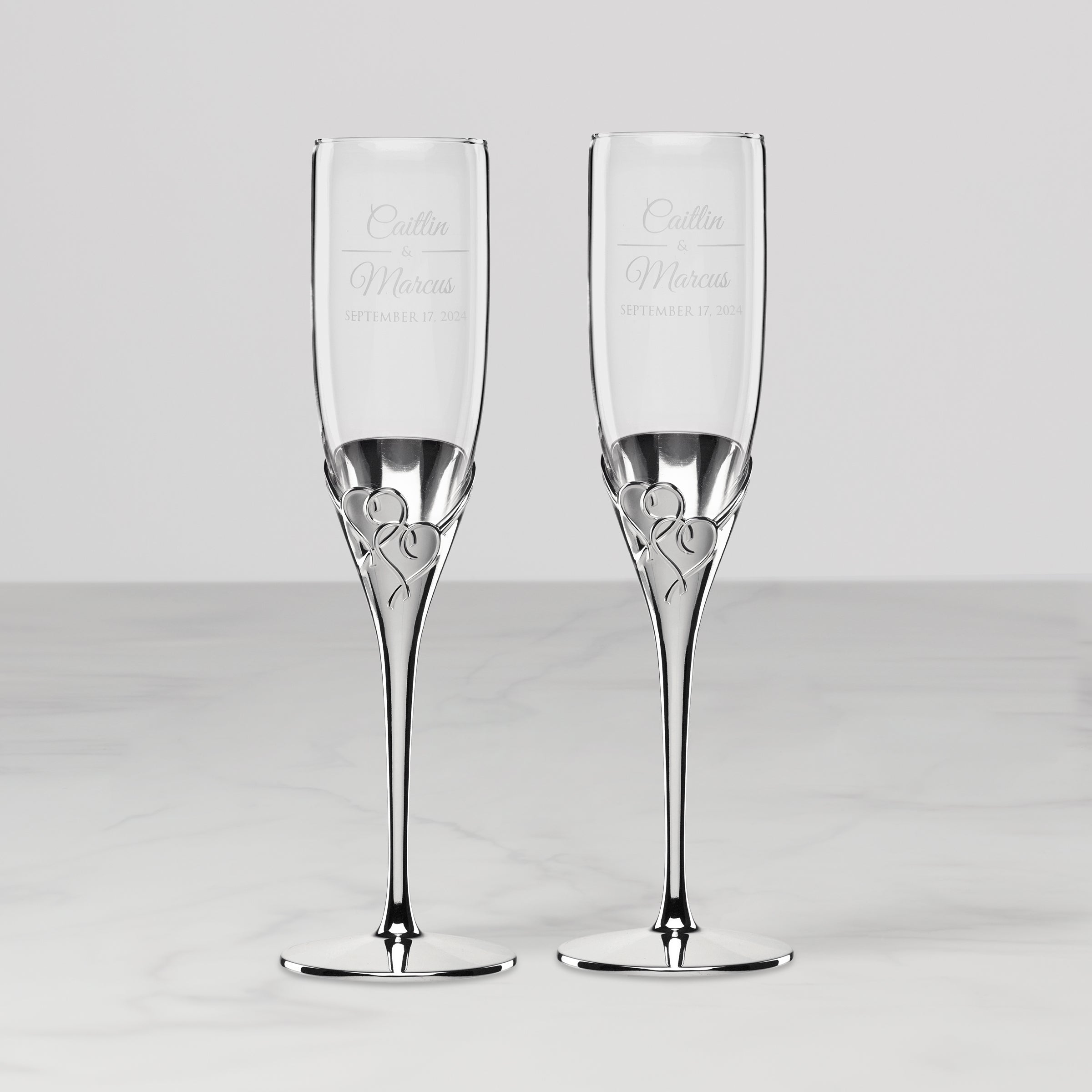 Personalized True Love 2-Piece Toasting Flute Set