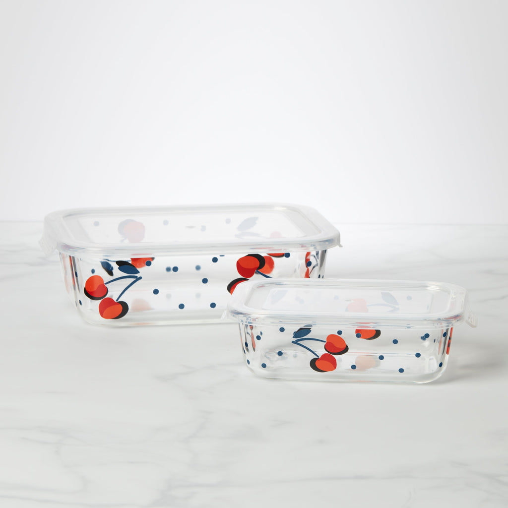 Vintage Cherry Dot 2-Piece Rectangular Storage Set
