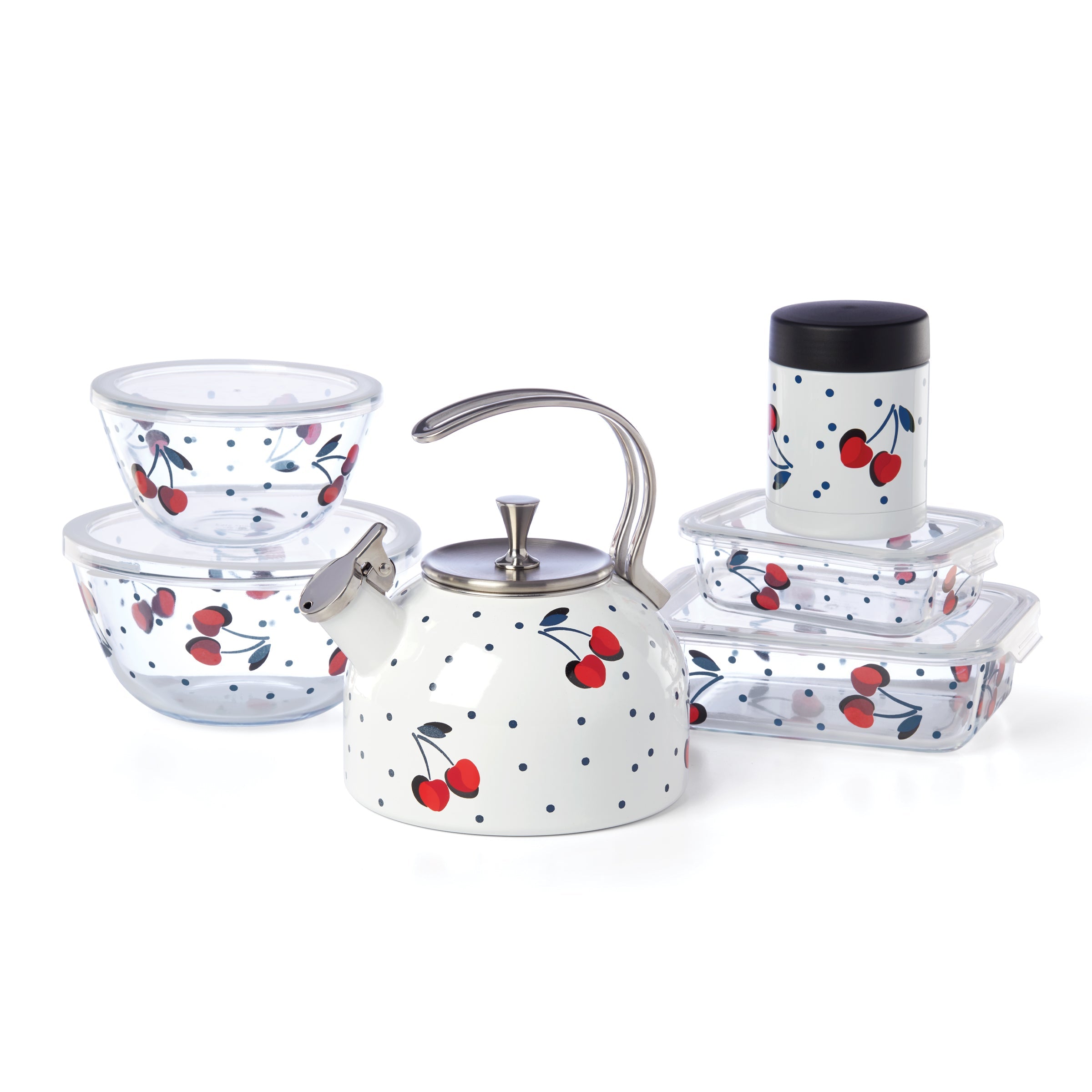 Vintage Cherry Dot 2-Piece Rectangular Storage Set