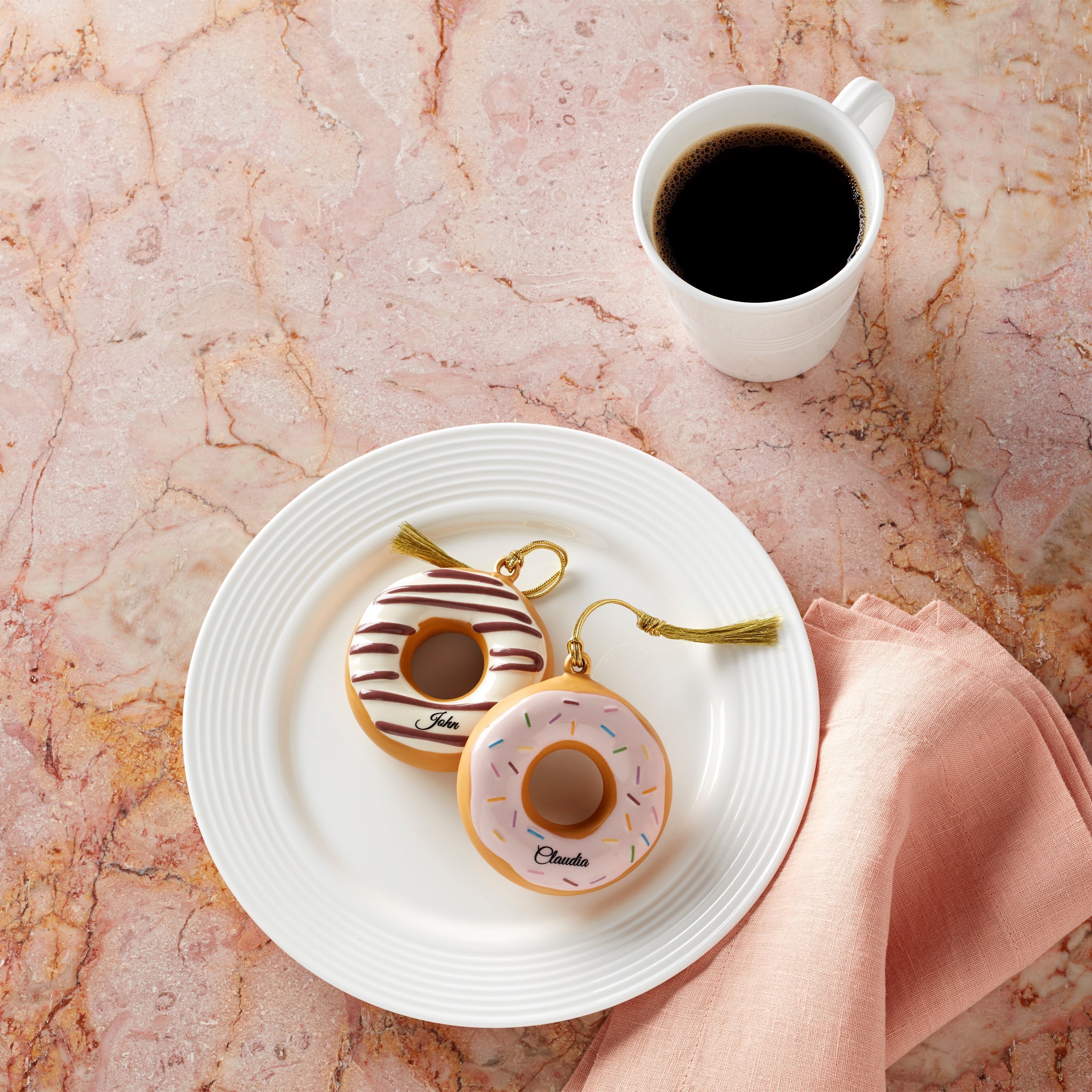 Personalized Donut 2-Piece Ornament Set