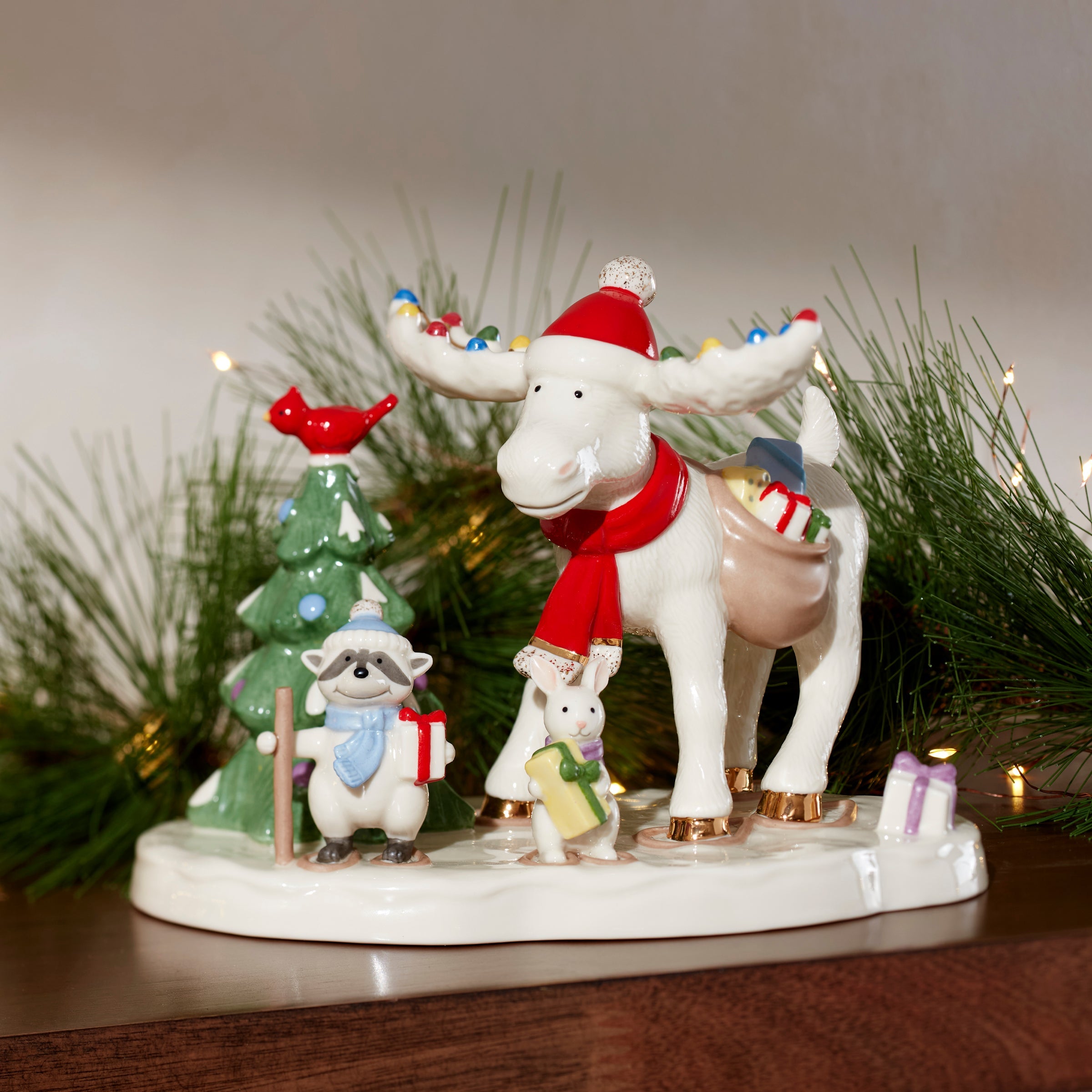 Marcel The Moose Delivering Gifts Figurine
