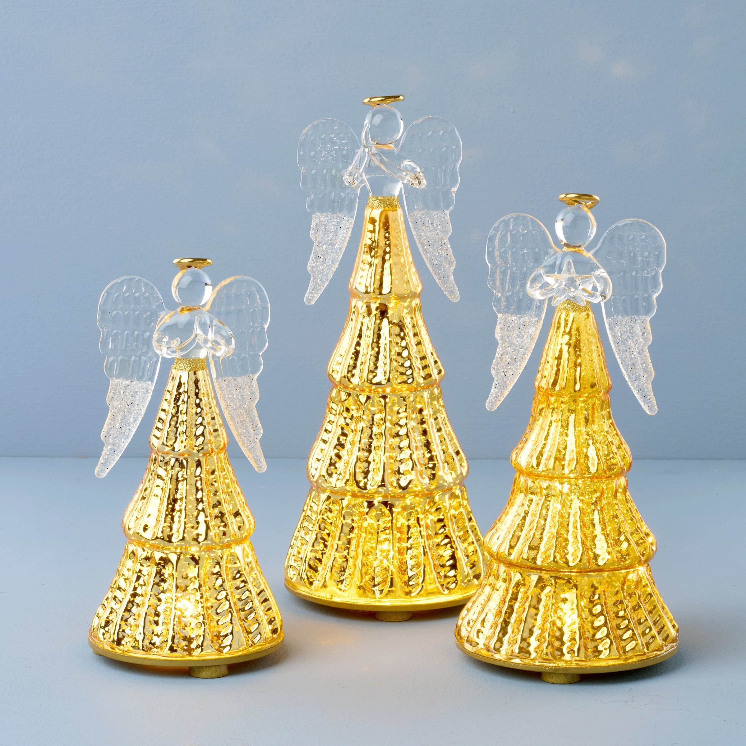 Radiant Light Lit Angel Figurines 3-Piece Set