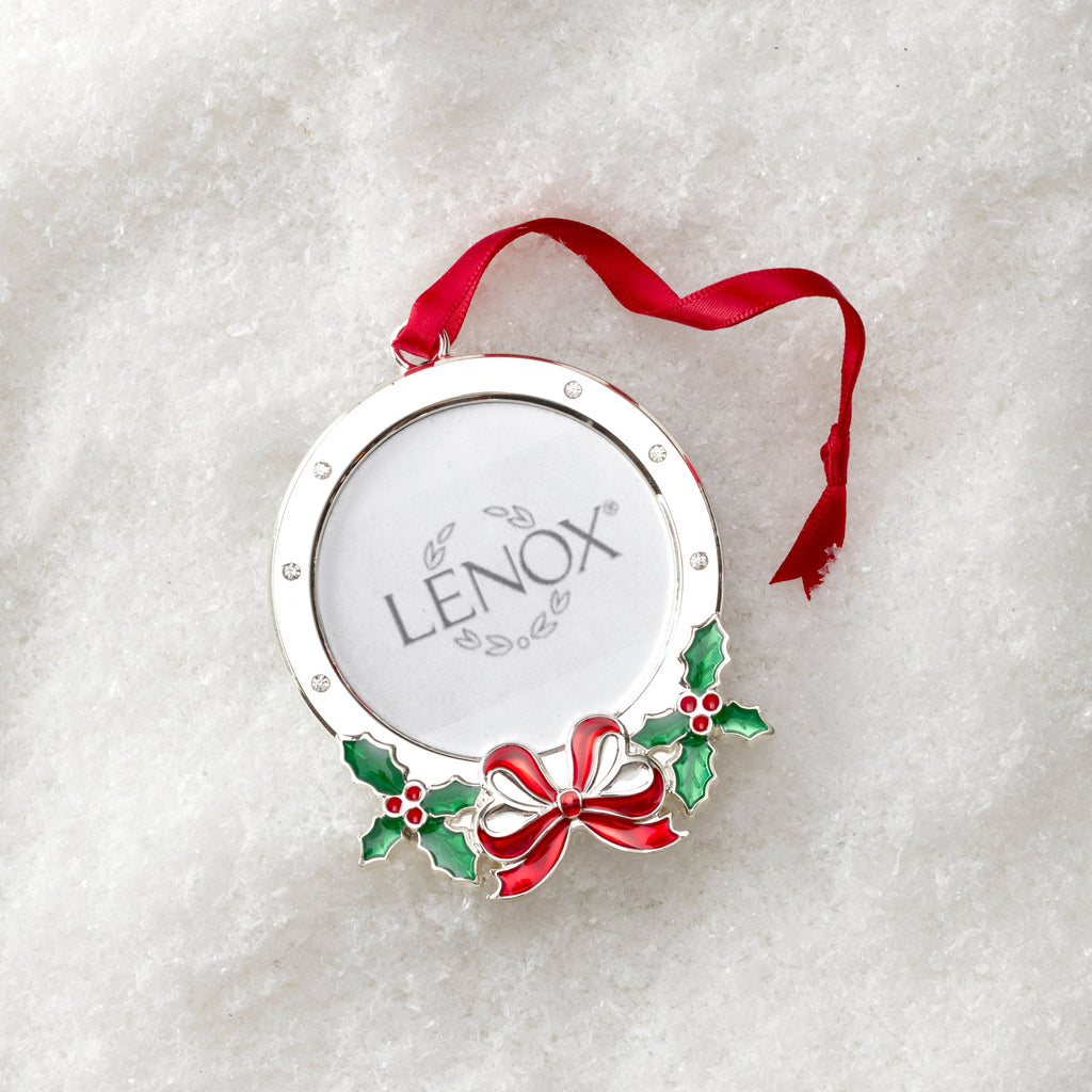 Holly Frame Silverplate Ornament