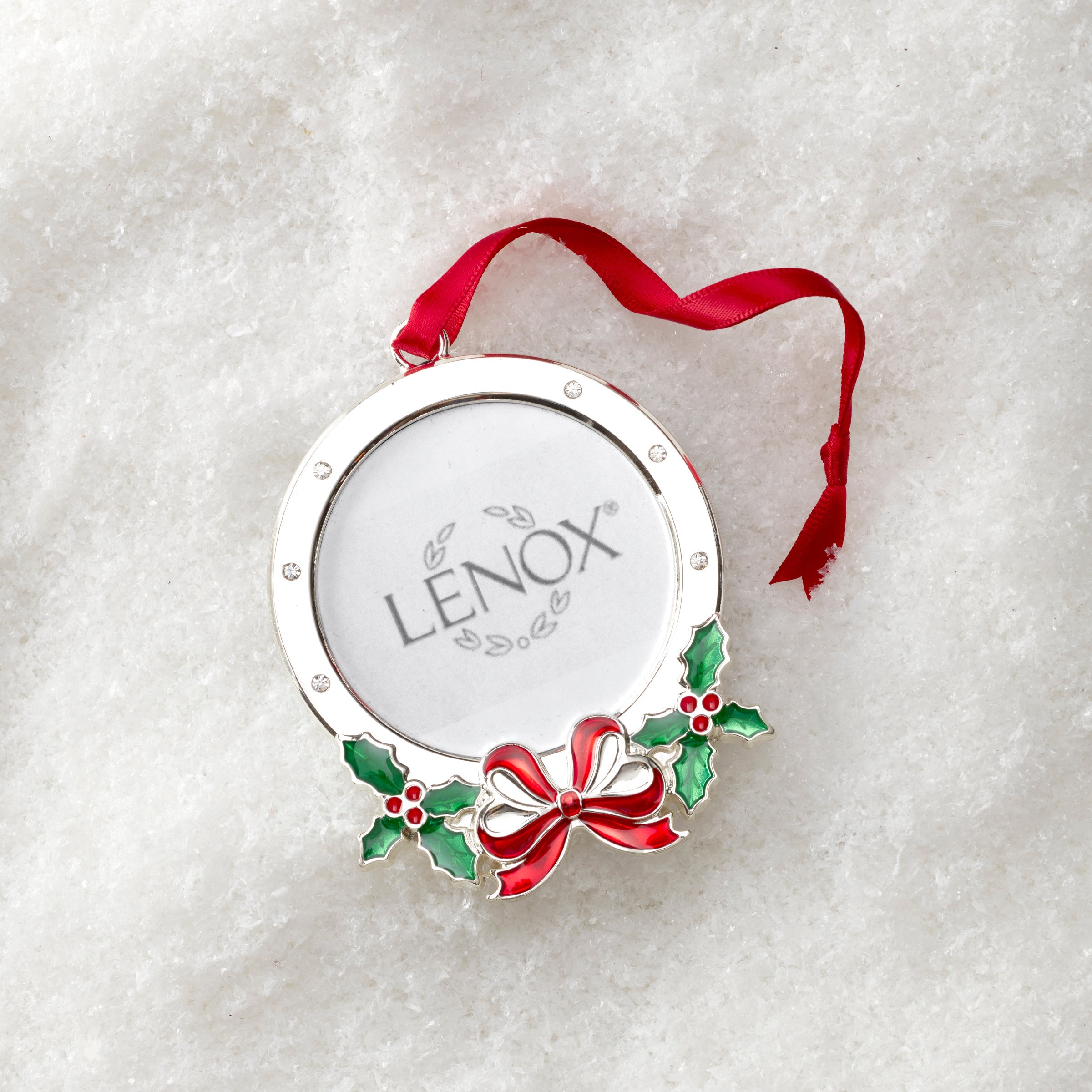 Holly Frame Silverplate Ornament