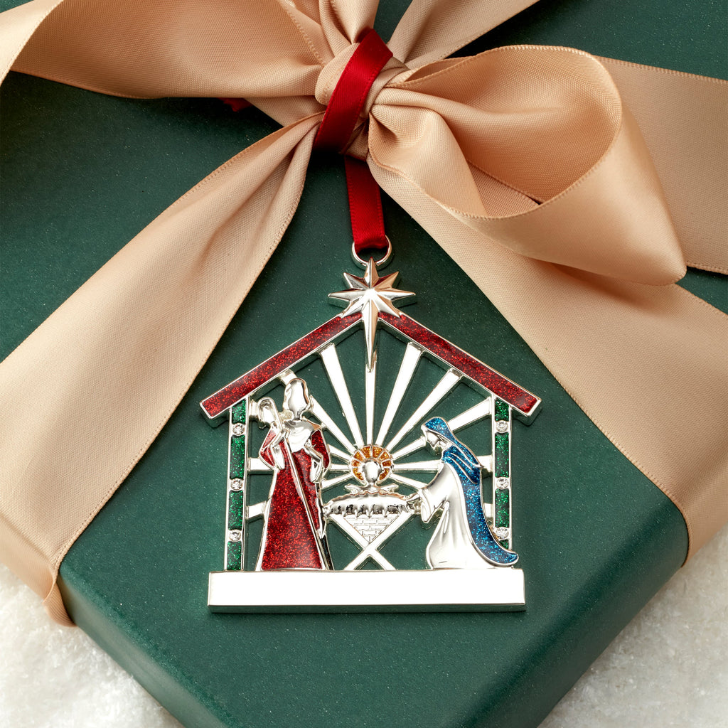 Nativity Charm Silverplate Ornament