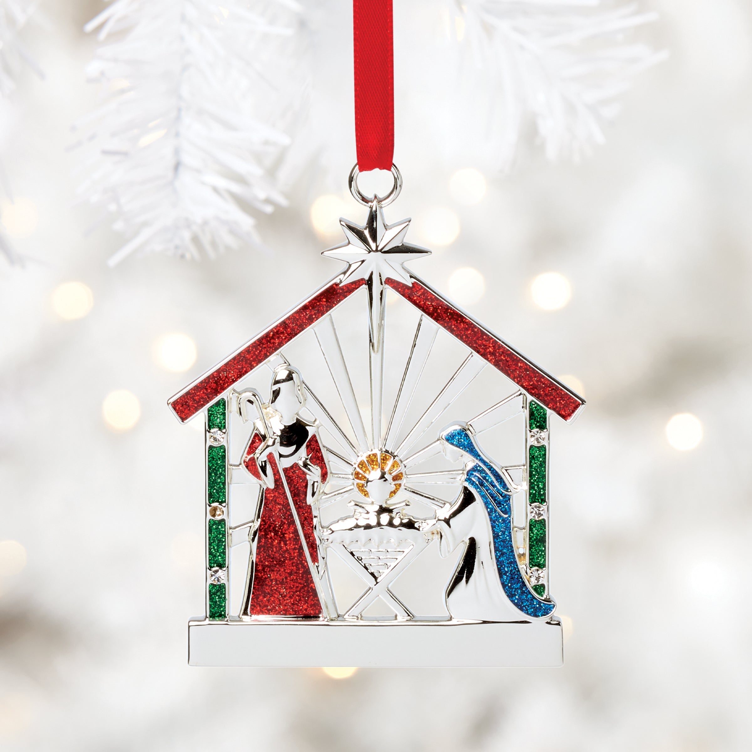 Nativity Charm Silverplate Ornament