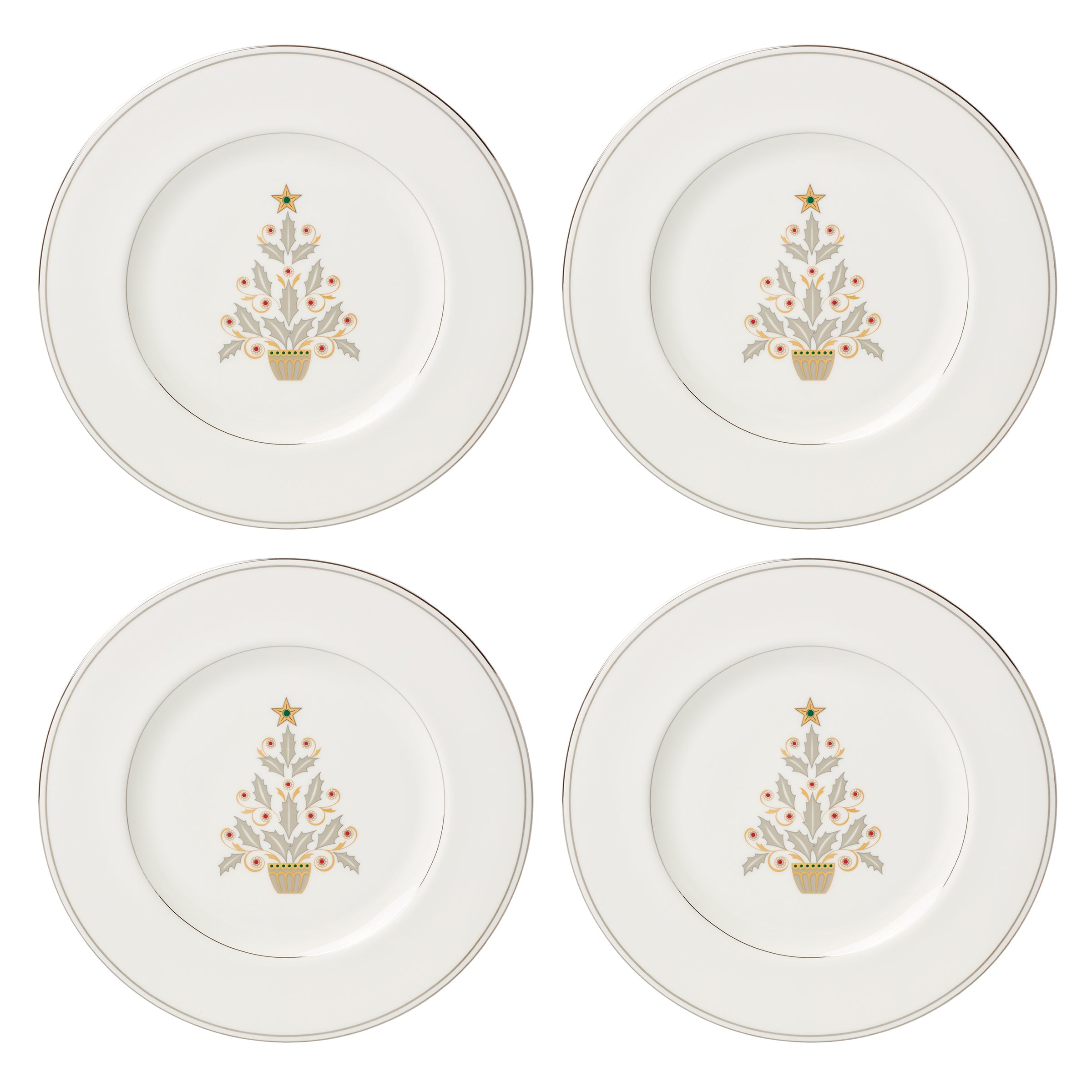 Federal Platinum Tree Accent Plates - Set of 4
