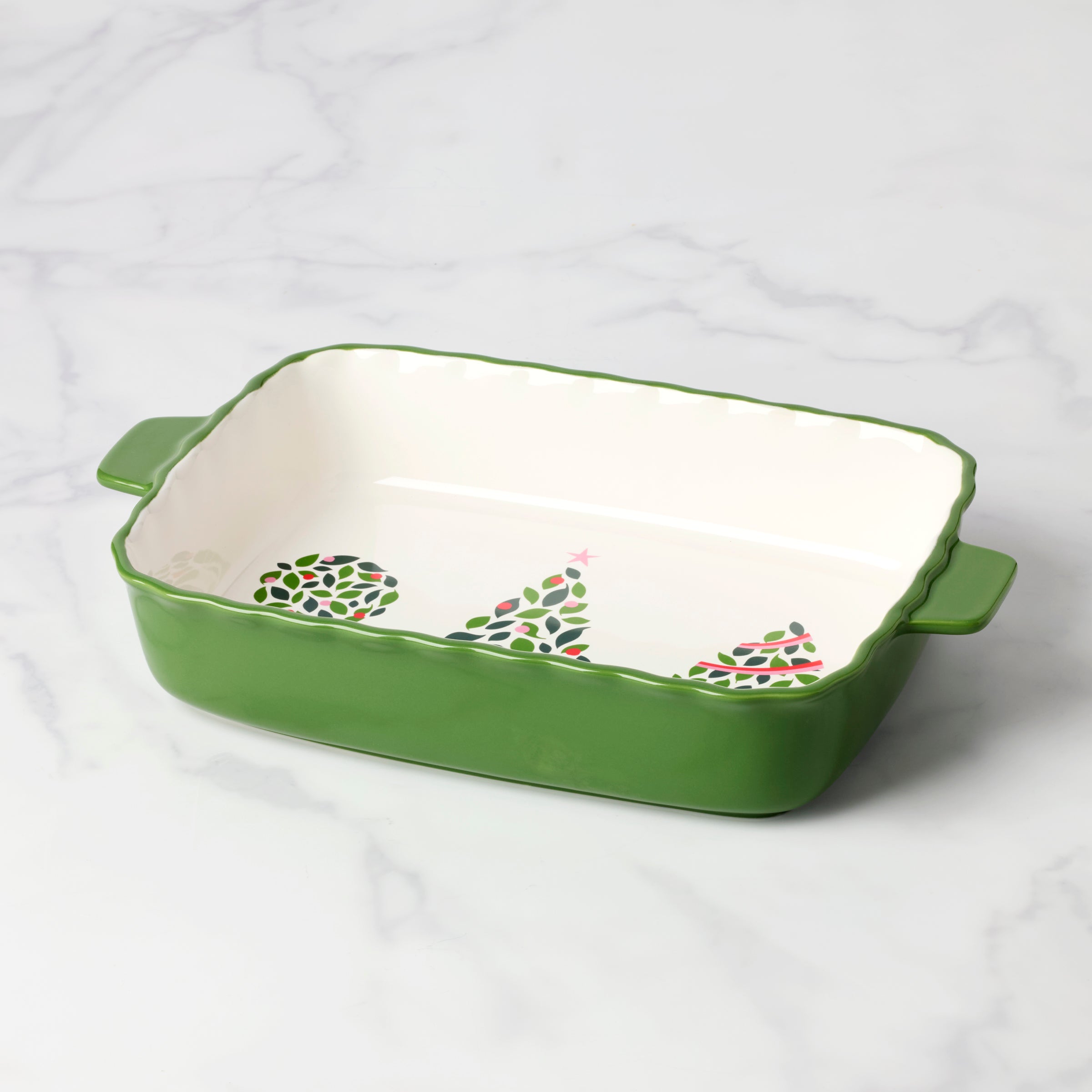 Evergreen Rectangular Scallop Baking Dish