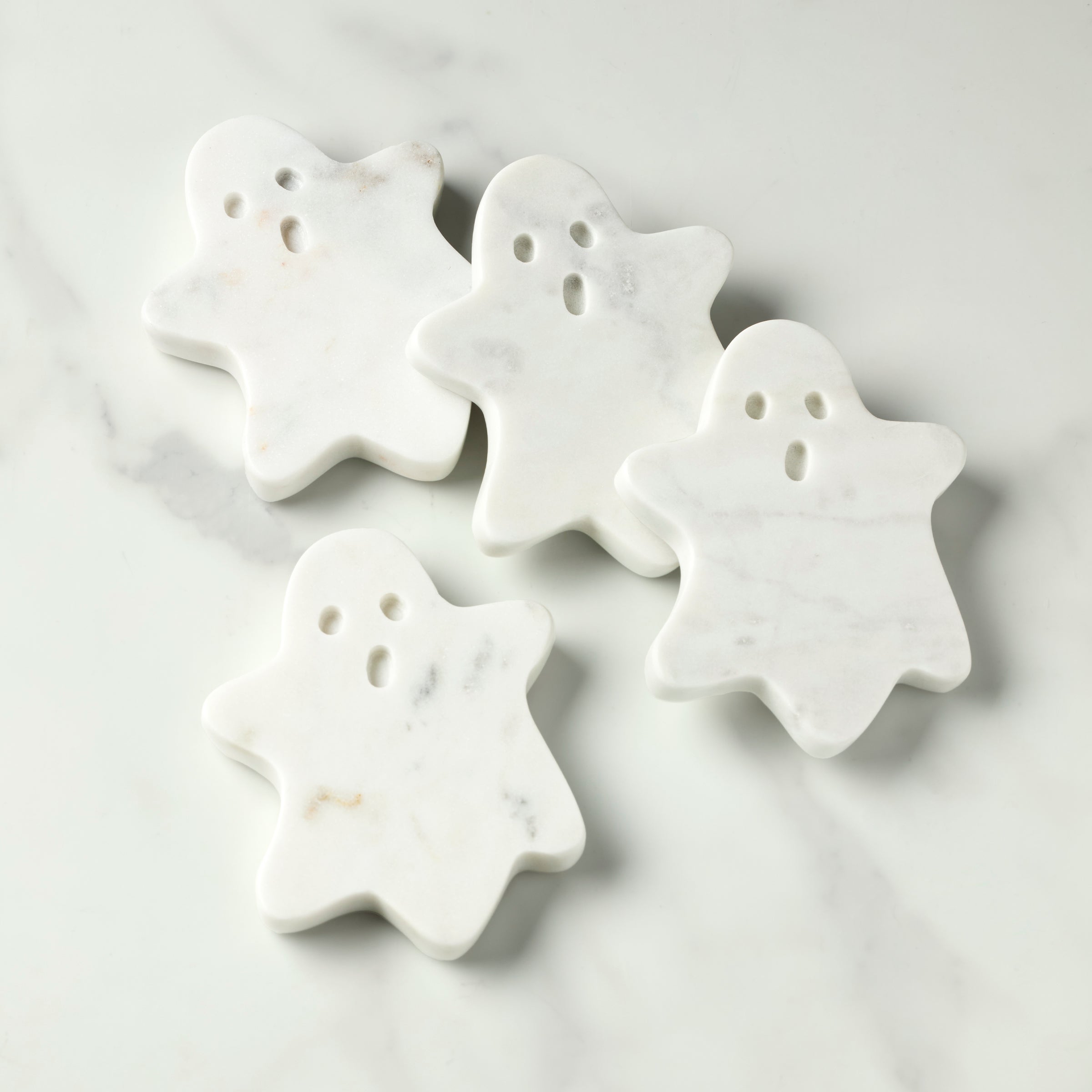 "White Marble Ghost Coasters, Set of 4"