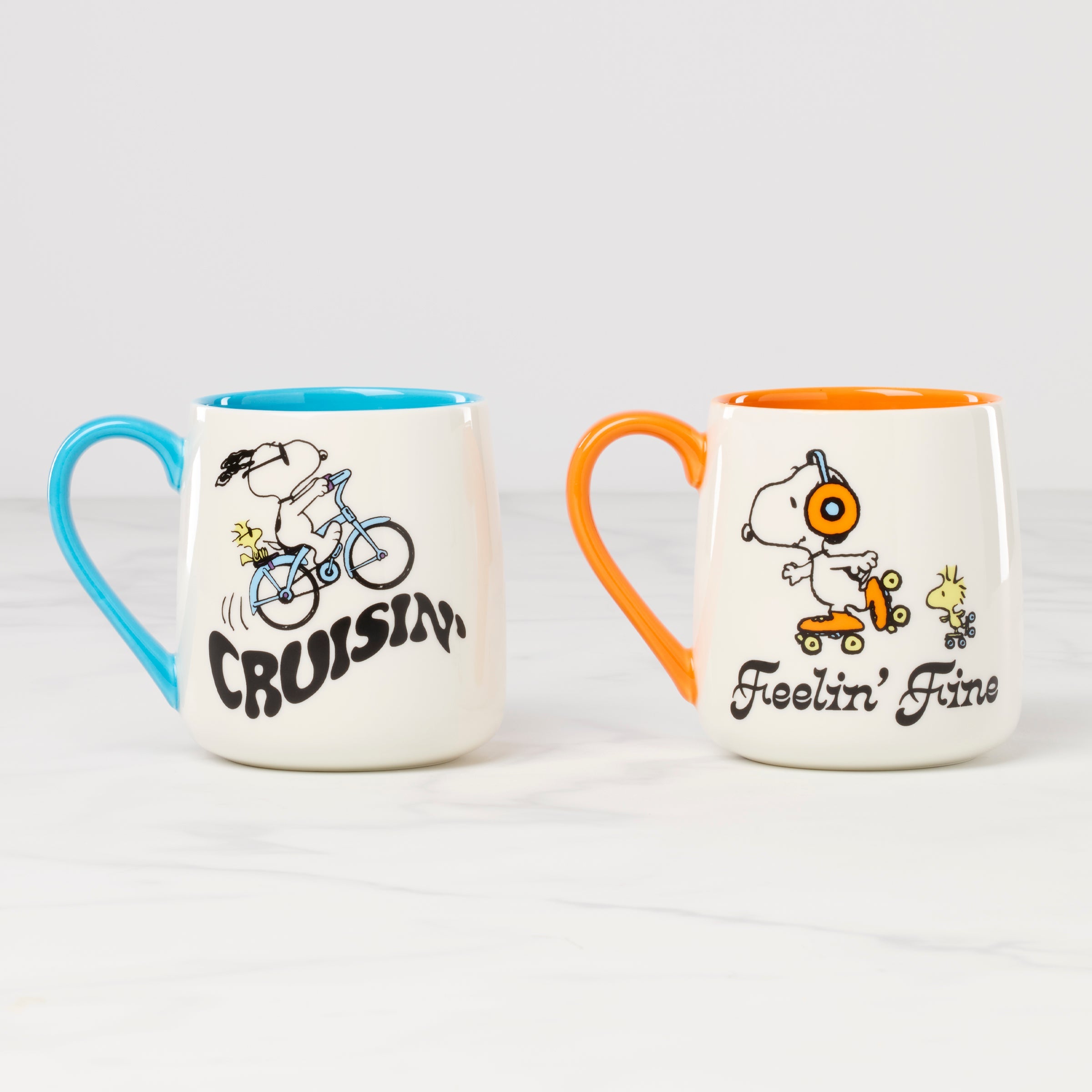 Peanuts Mugs - Set of 2 - Cruisin'-Feelin' Fine