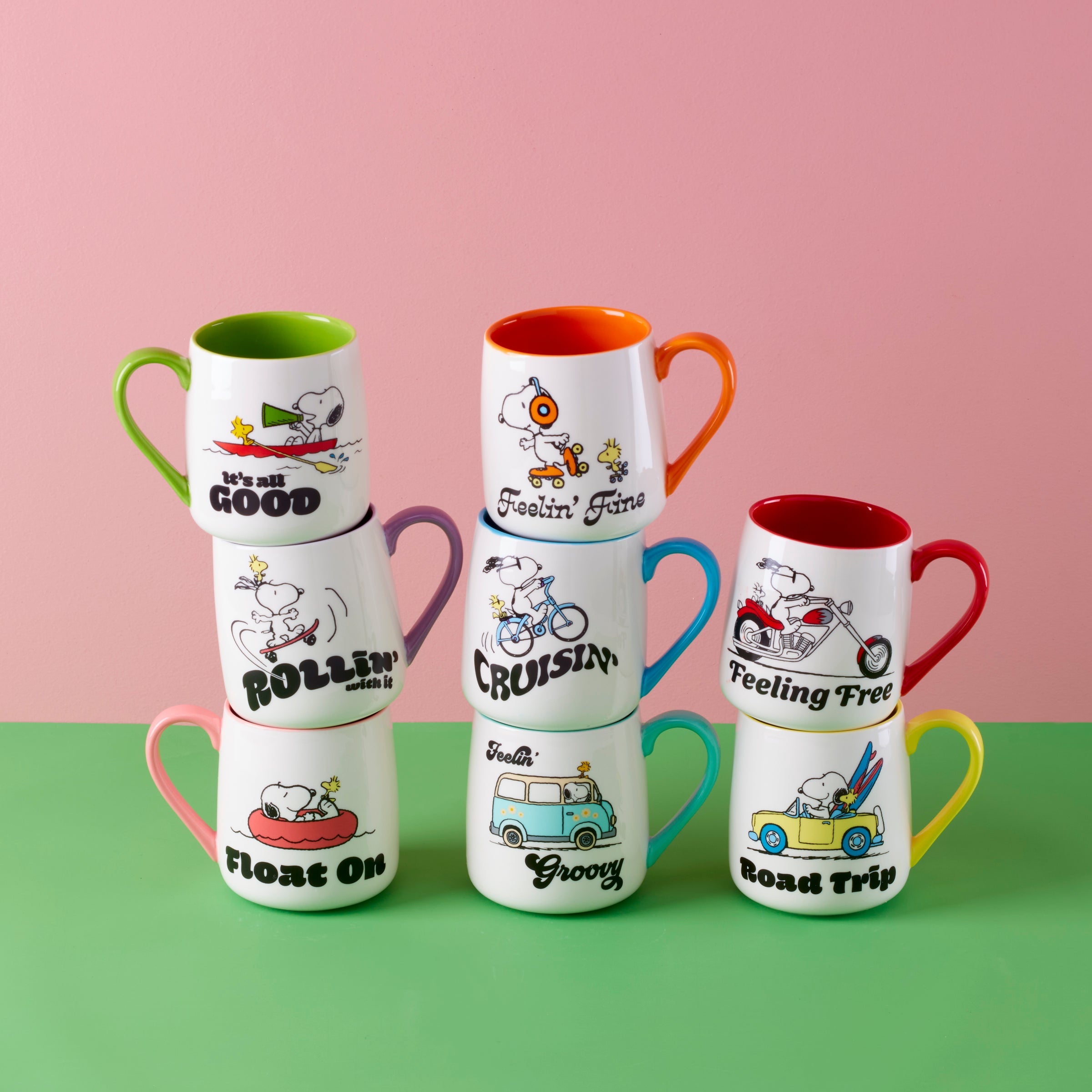 Peanuts Mugs - Set of 2 - Cruisin'-Feelin' Fine