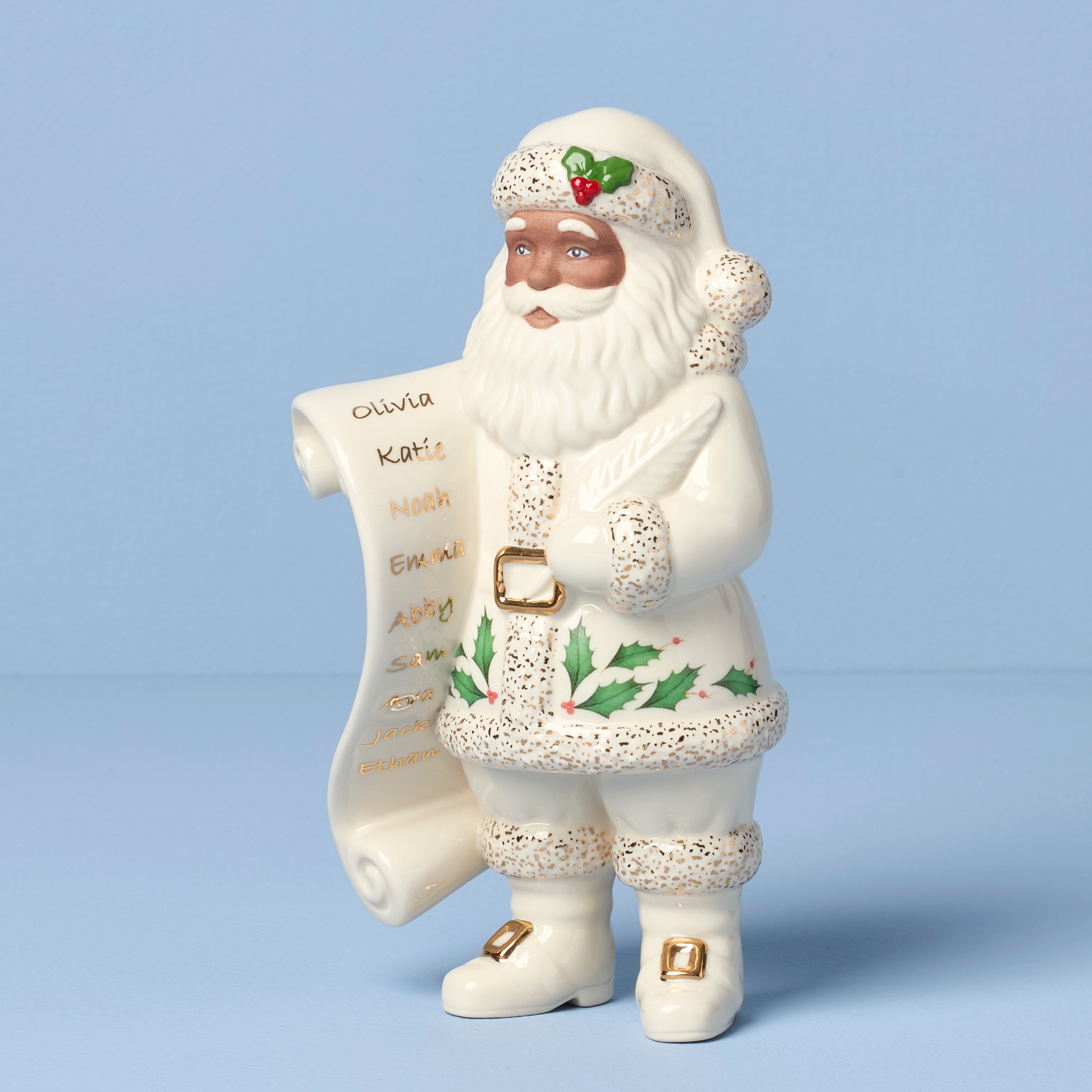 2025 African American Santa With List Figurine