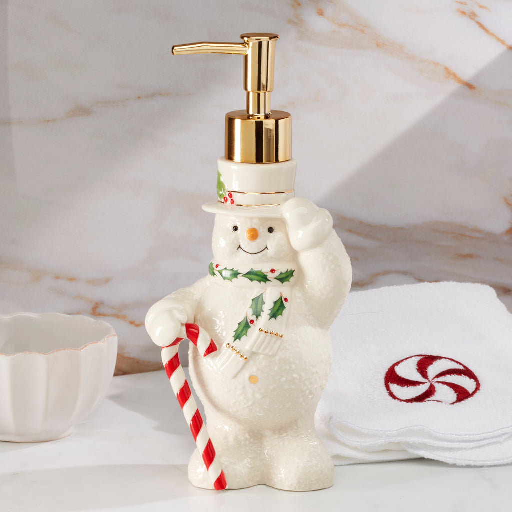 Happy Holly Days Snowman Soap Dispenser