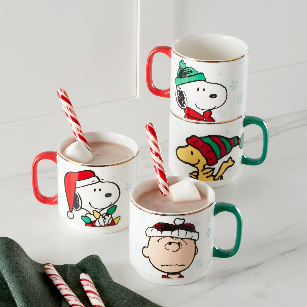 Snoopy Christmas Stacking Mugs - Set of 4