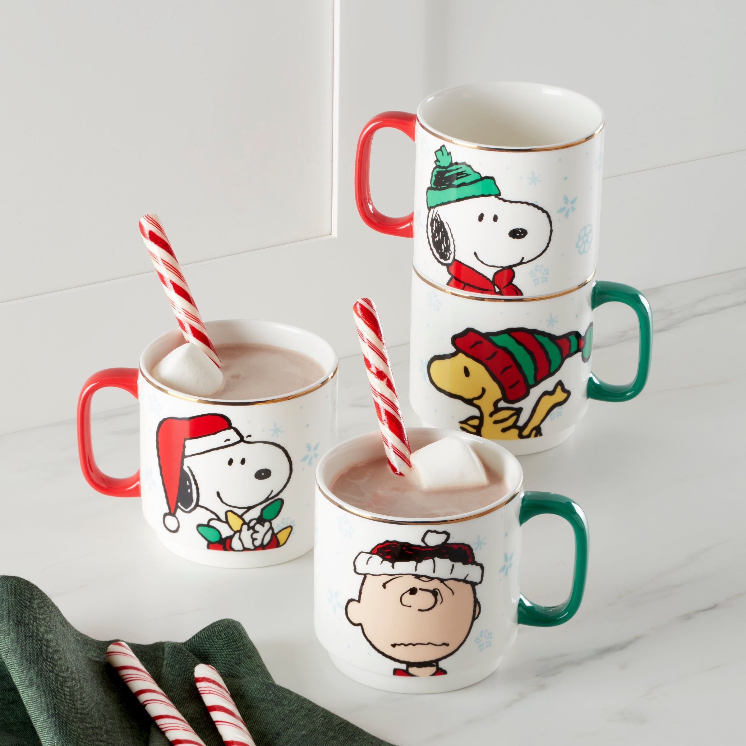 Snoopy Christmas Stacking Mugs - Set of 4