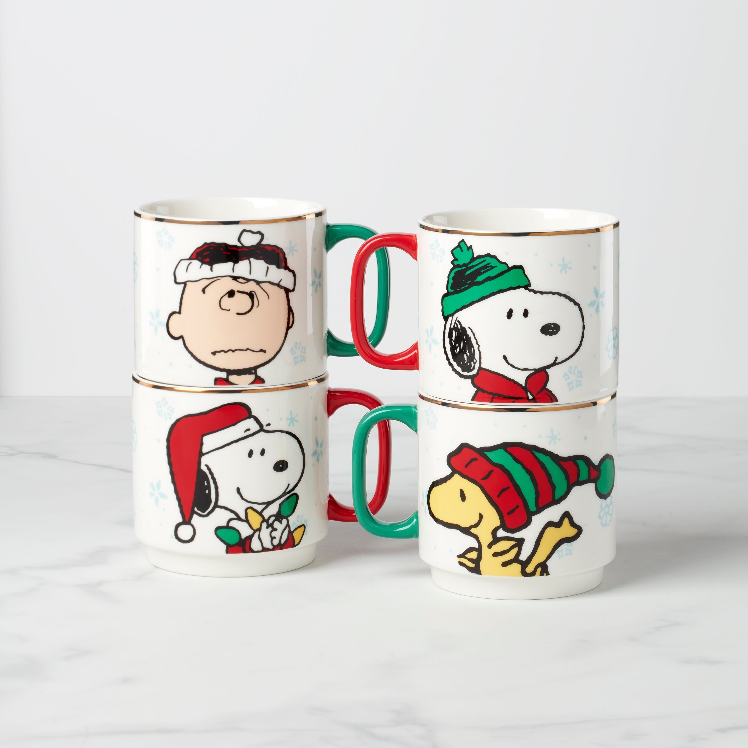 Snoopy Christmas Stacking Mugs - Set of 4