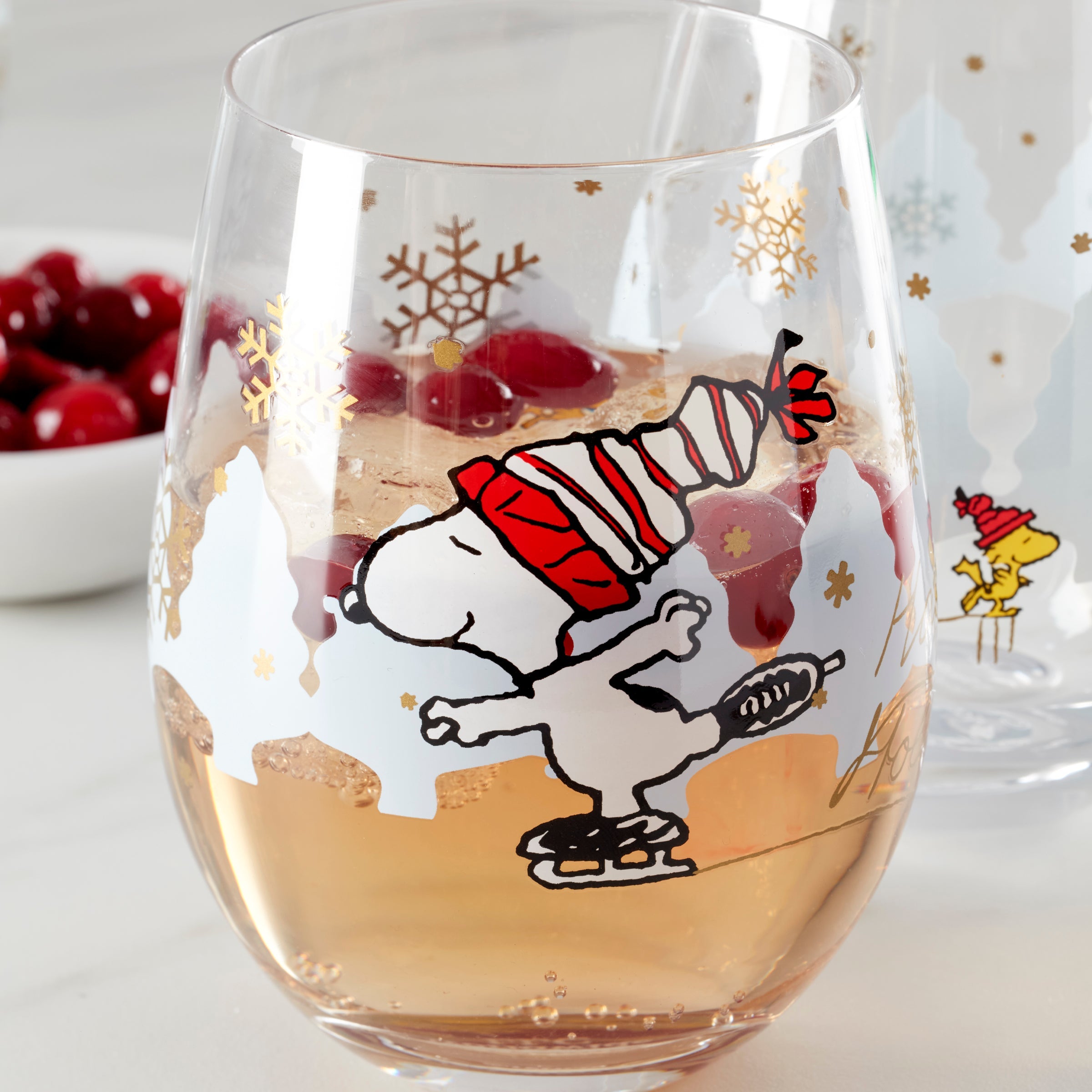 Snoopy Skating Christmas Tumblers - Set Of 4