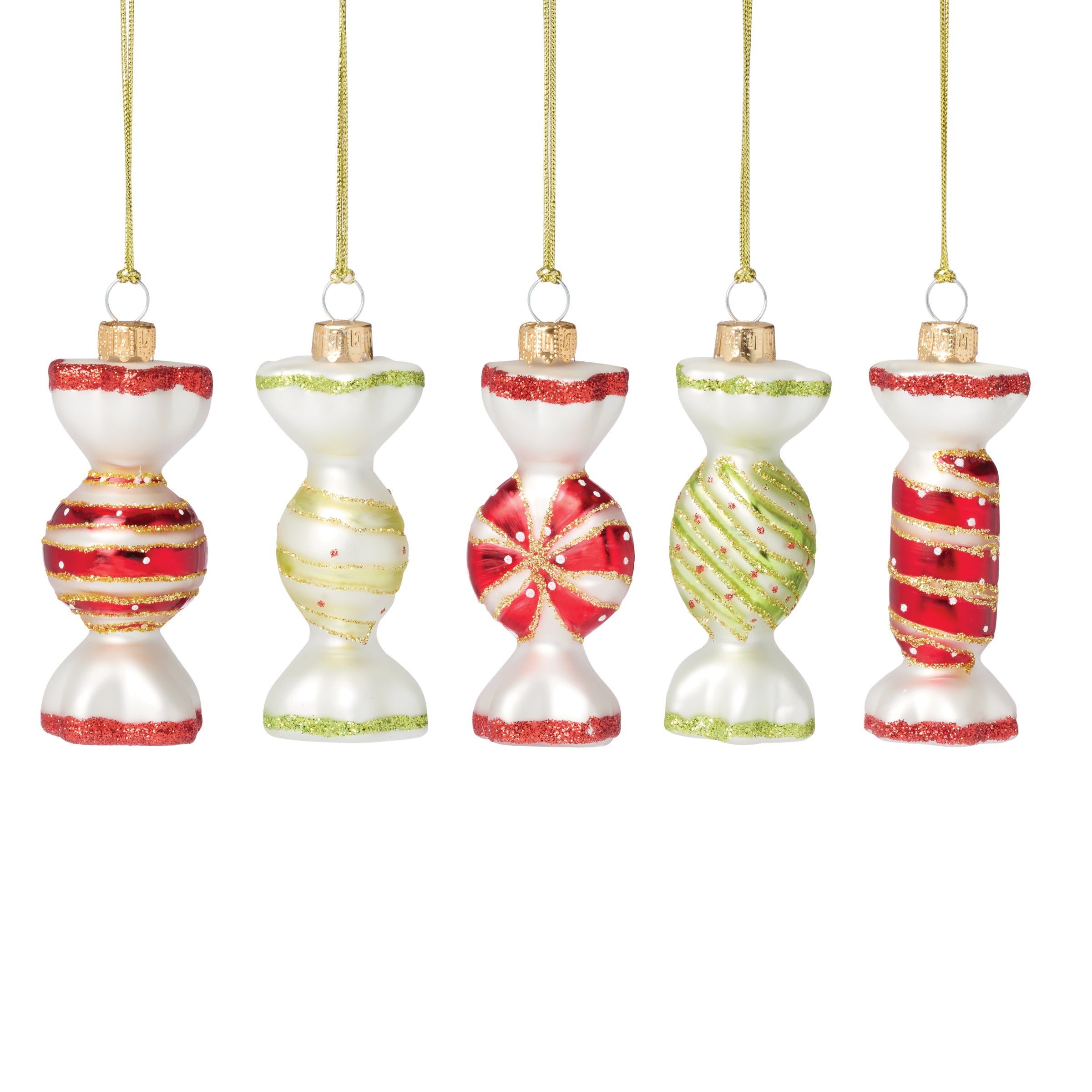 Blown Glass Candy Ornaments - Set Of 5