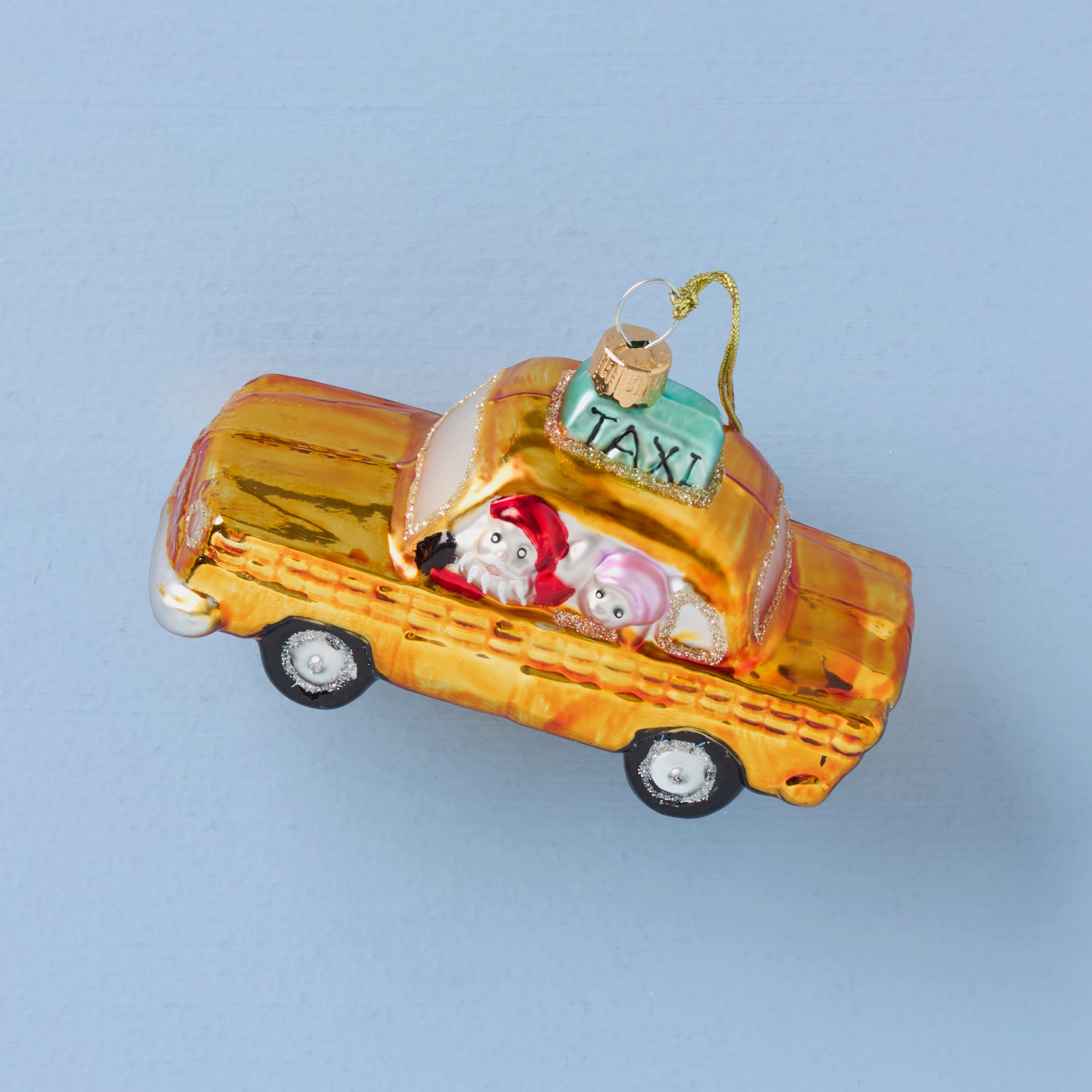 Blown Glass Taxi Ornament